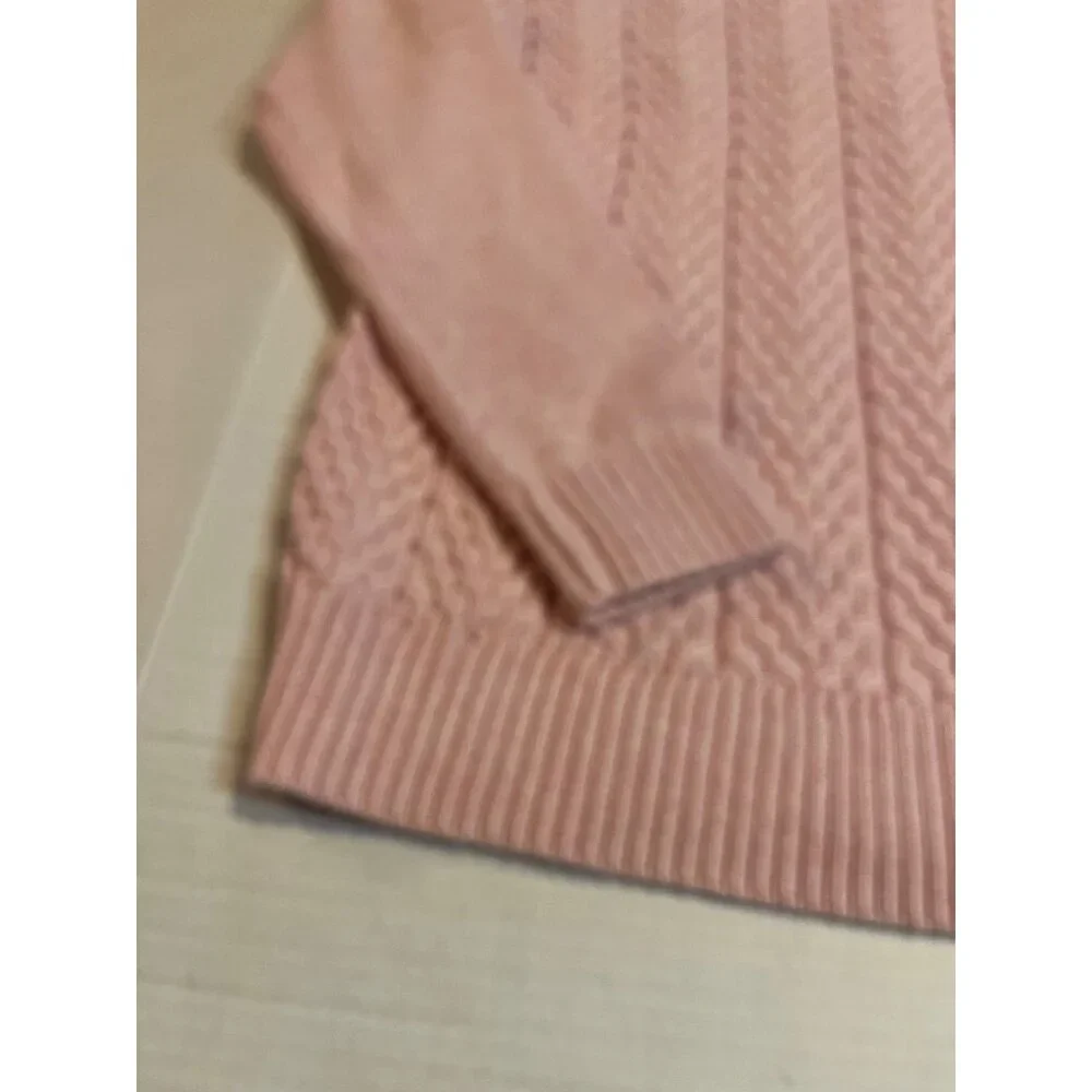 NWT Croft & Barrow Womens Pink Cable Knit Sweater  L Cotton preppy long sleeve